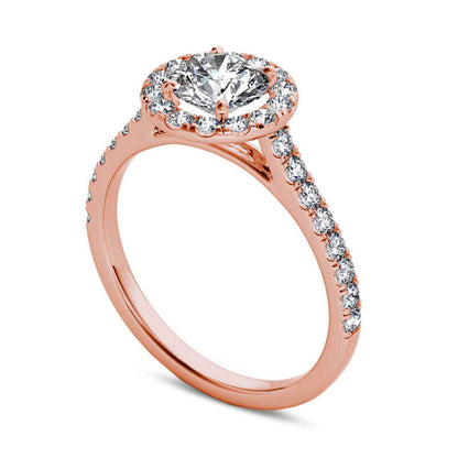 1.20 CT. T.W. Natural Diamond Frame Engagement Ring in Solid 14K Rose Gold
