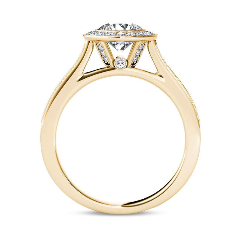 1.20 CT. T.W. Natural Diamond Frame Antique Vintage-Style Engagement Ring in Solid 14K Gold