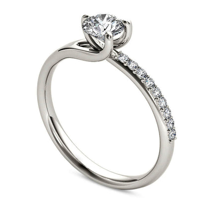 1.0 CT. T.W. Natural Diamond Bypass Engagement Ring in Solid 14K White Gold