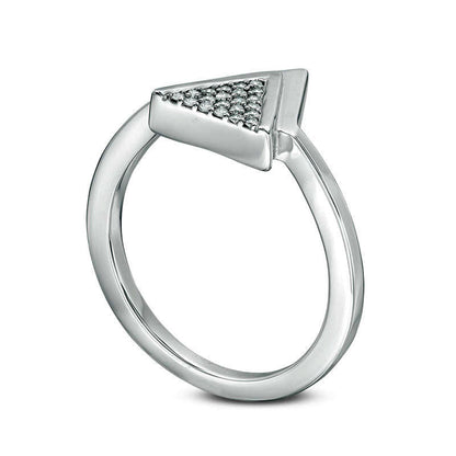 0.10 CT. T.W. Natural Diamond Triangle Ring in Solid 10K White Gold