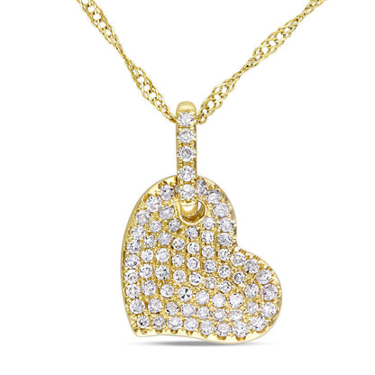 0.25 CT. T.W. Natural Diamond Tilted Heart Pendant in 14K Gold - 17