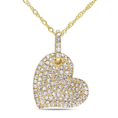 0.5 CT. T.W. Natural Diamond Tilted Heart Pendant in 14K Gold - 17