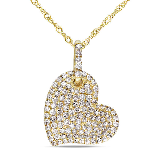 0.5 CT. T.W. Natural Diamond Tilted Heart Pendant in 14K Gold - 17
