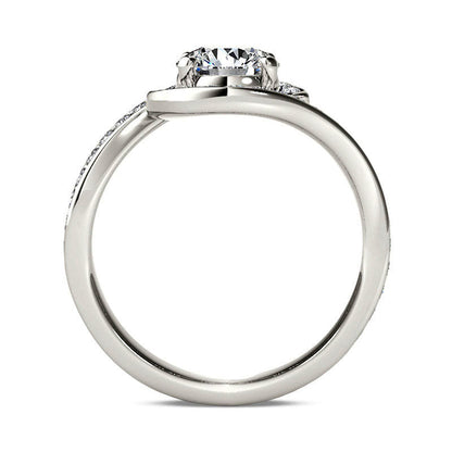 1.5 CT. T.W. Natural Diamond Frame Bypass Engagement Ring in Solid 14K White Gold