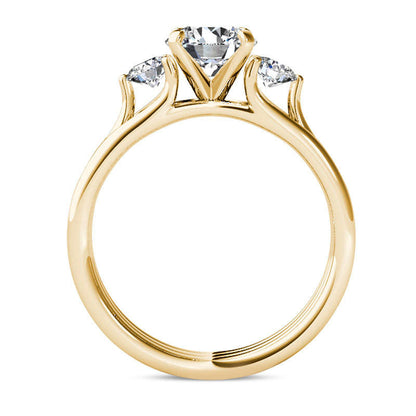 1.5 CT. T.W. Natural Diamond Three Stone Engagement Ring in Solid 14K Gold