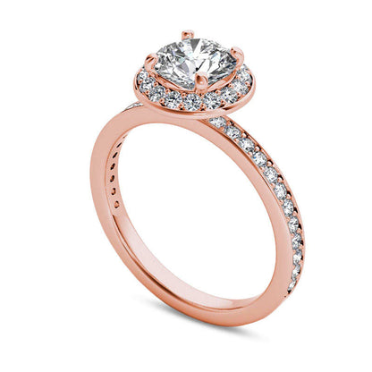 1.5 CT. T.W. Natural Diamond Frame Engagement Ring in Solid 14K Rose Gold