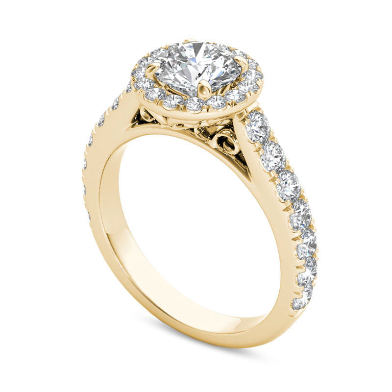 1.5 CT. T.W. Natural Diamond Frame Engagement Ring in Solid 14K Gold