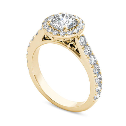 1.5 CT. T.W. Natural Diamond Frame Engagement Ring in Solid 14K Gold