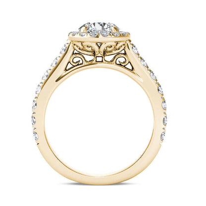 1.5 CT. T.W. Natural Diamond Frame Engagement Ring in Solid 14K Gold
