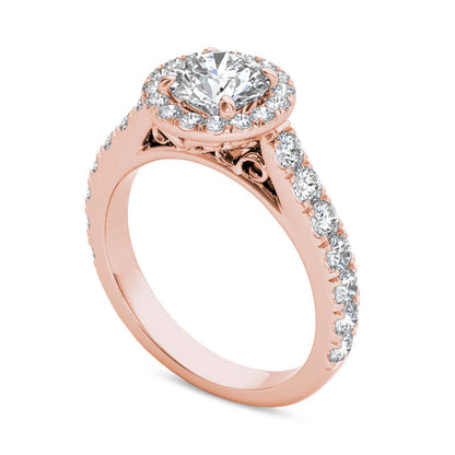 1.5 CT. T.W. Natural Diamond Frame Engagement Ring in Solid 14K Rose Gold