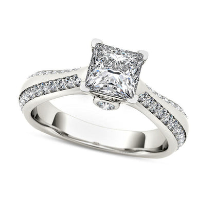1.75 CT. T.W. Princess-Cut Natural Diamond Engagement Ring in Solid 14K White Gold