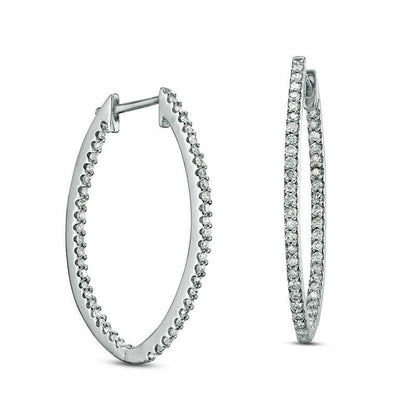 0.5 CT. T.W. Diamond Oval Inside-Out Hoop Earrings in 10K White Gold
