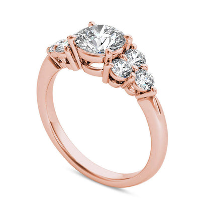 2.0 CT. T.W. Natural Diamond Tri-Sides Engagement Ring in Solid 14K Rose Gold
