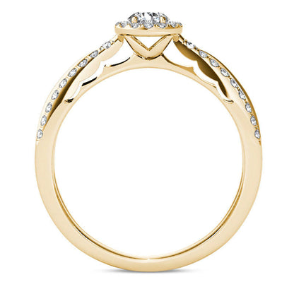 0.50 CT. T.W. Natural Diamond Frame Antique Vintage-Style Engagement Ring in Solid 14K Gold