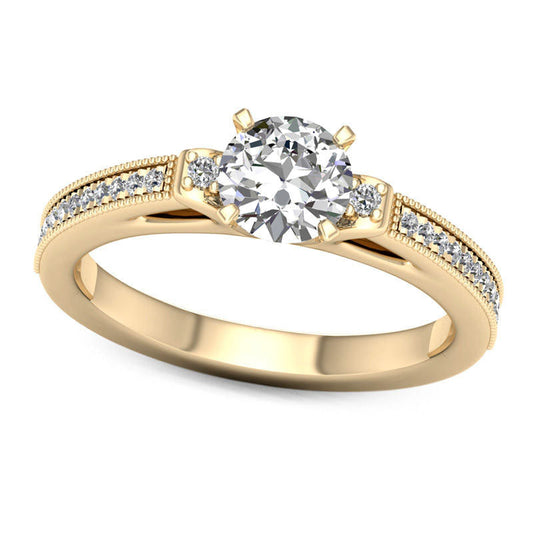1.0 CT. T.W. Natural Diamond Collar Antique Vintage-Style Engagement Ring in Solid 14K Gold