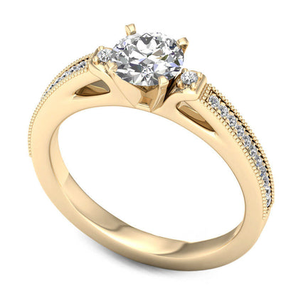 1.0 CT. T.W. Natural Diamond Collar Antique Vintage-Style Engagement Ring in Solid 14K Gold