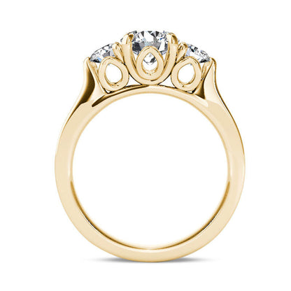 1.5 CT. T.W. Natural Diamond Three Stone Engagement Ring in Solid 14K Gold