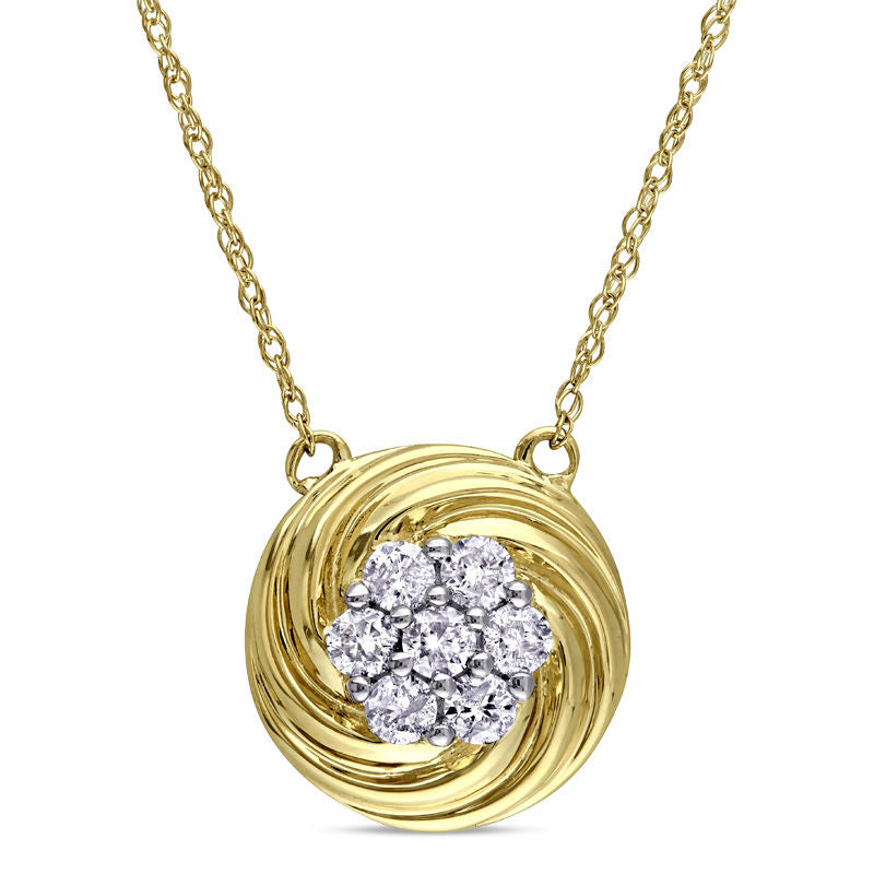 0.25 CT. T.W. Composite Natural Diamond Swirl Frame Necklace in 10K Yellow Gold - 17