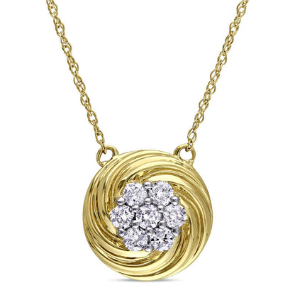 0.25 CT. T.W. Composite Natural Diamond Swirl Frame Necklace in 10K Yellow Gold - 17