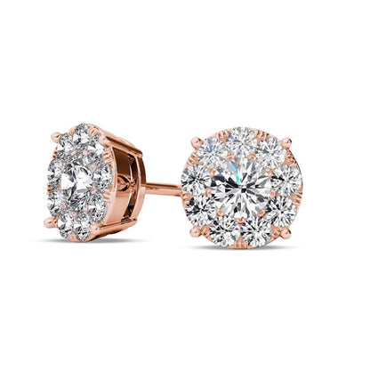 1.2 CT. T.W. Diamond Frame Stud Earrings in 10K Rose Gold