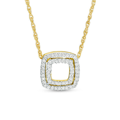 0.1 CT. T.W. Natural Diamond Double Square Pendant in 10K Yellow Gold