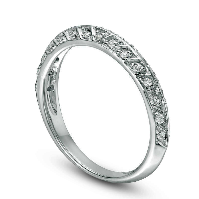 0.20 CT. T.W. Natural Diamond Chevron Double Row Anniversary Band in Sterling Silver