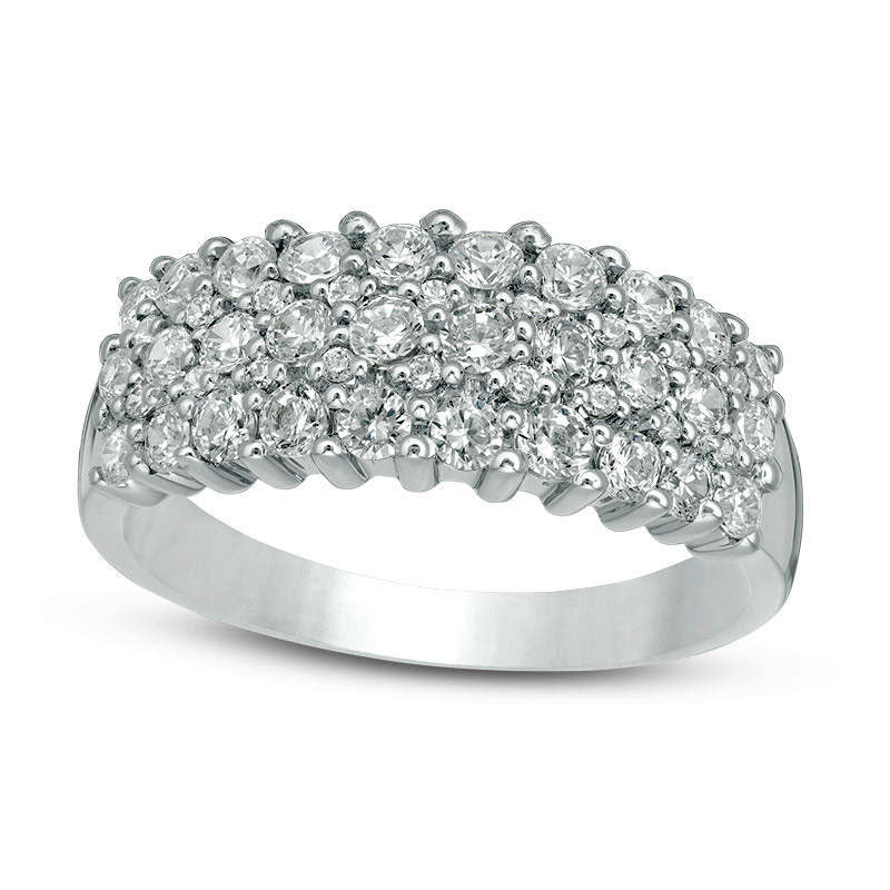 1.0 CT. T.W. Natural Diamond Multi-Row Band in Solid 10K White Gold