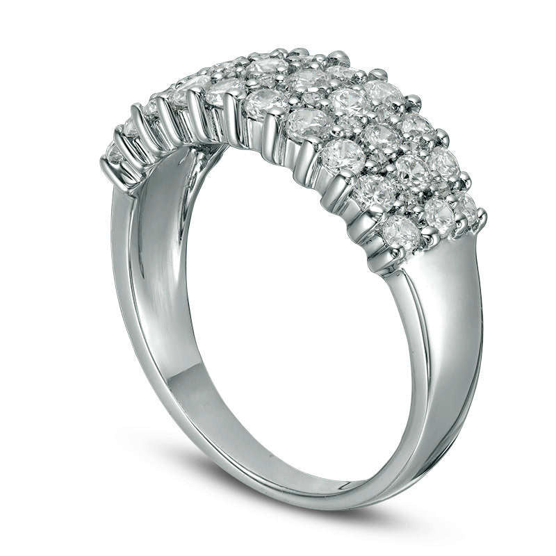 1.0 CT. T.W. Natural Diamond Multi-Row Band in Solid 10K White Gold