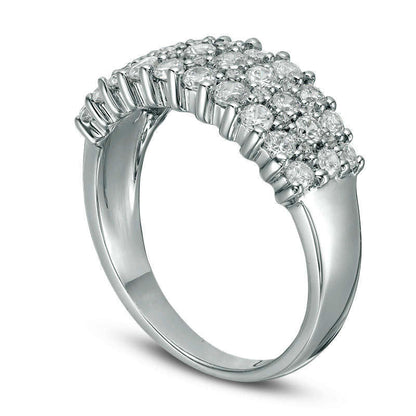 1.0 CT. T.W. Natural Diamond Multi-Row Band in Solid 10K White Gold