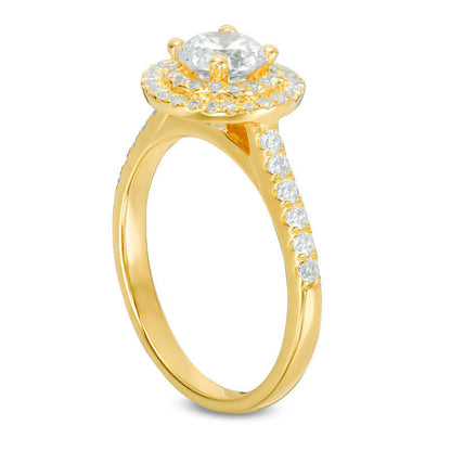 1.20 CT. T.W. Natural Diamond Double Frame Engagement Ring in Solid 14K Gold