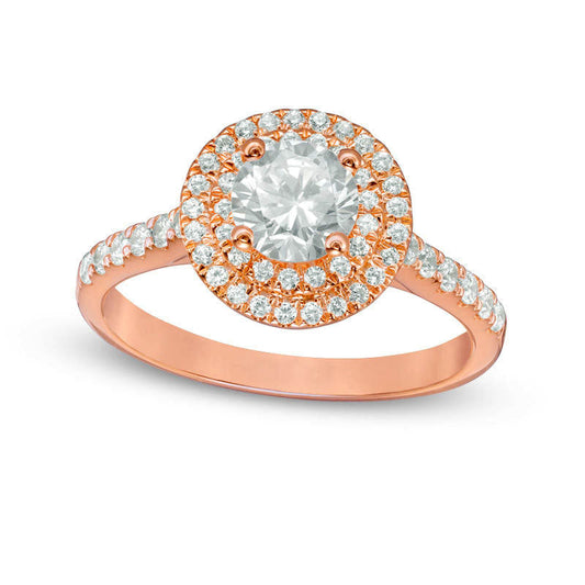 1.20 CT. T.W. Natural Diamond Double Frame Engagement Ring in Solid 14K Rose Gold