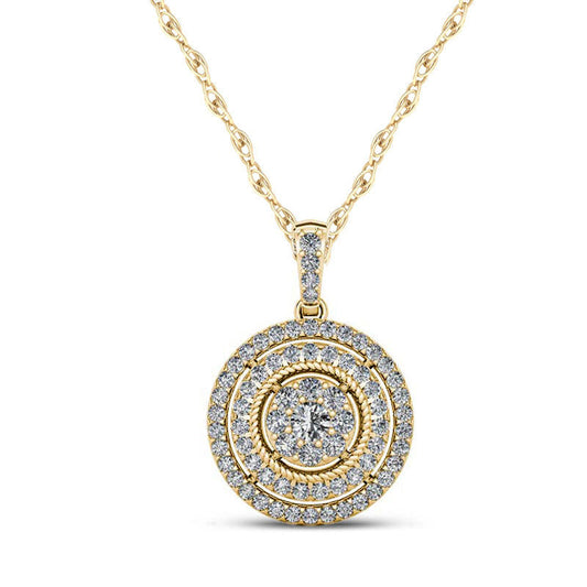 0.5 CT. T.W. Composite Natural Diamond Double Frame Pendant in 10K Yellow Gold