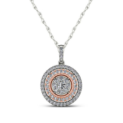 0.5 CT. T.W. Composite Natural Diamond Double Frame Pendant in 10K Two-Tone Gold