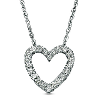 Lab-Created White Sapphire Heart Pendant in Sterling Silver