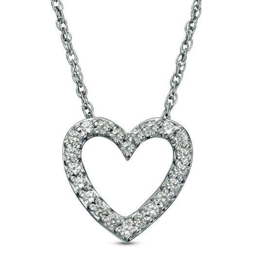 Lab-Created White Sapphire Heart Pendant in Sterling Silver