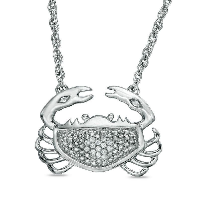 Natural Diamond Accent Crab Necklace in Sterling Silver - 17.5