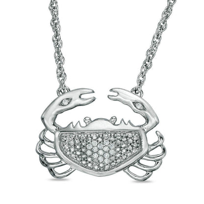 Natural Diamond Accent Crab Necklace in Sterling Silver - 17.5