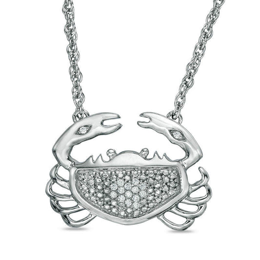 Natural Diamond Accent Crab Necklace in Sterling Silver - 17.5