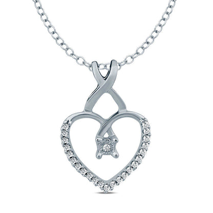 Natural Diamond Accent Twist Heart Pendant in 10K White Gold