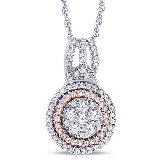 0.2 CT. T.W. Composite Natural Diamond Double Frame Pendant in 10K Two-Tone Gold