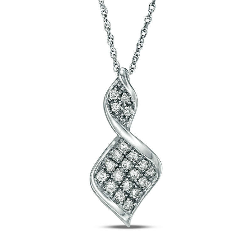 0.25 CT. T.W. Natural Diamond Twist Flame Pendant in 10K White Gold