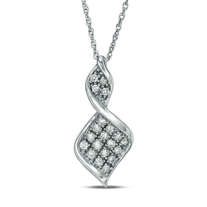 0.25 CT. T.W. Natural Diamond Twist Flame Pendant in 10K White Gold