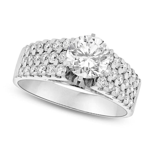 1.5 CT. T.W. Natural Diamond Multi-Row Engagement Ring in Solid 14K White Gold (I/SI2)
