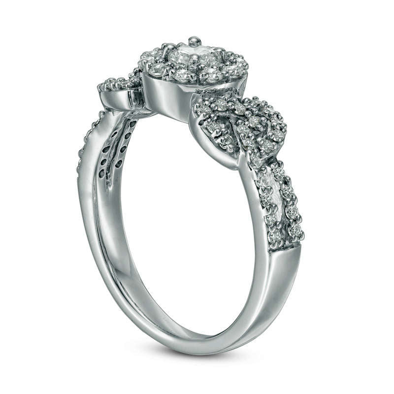0.75 CT. T.W. Natural Diamond Frame Celtic Knots Engagement Ring in Solid 10K White Gold