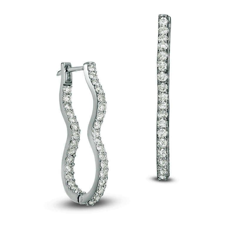 1.5 CT. T.W. Diamond Inside-Out Curve Hoop Earrings in 10K White Gold