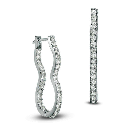 1.5 CT. T.W. Diamond Inside-Out Curve Hoop Earrings in 10K White Gold