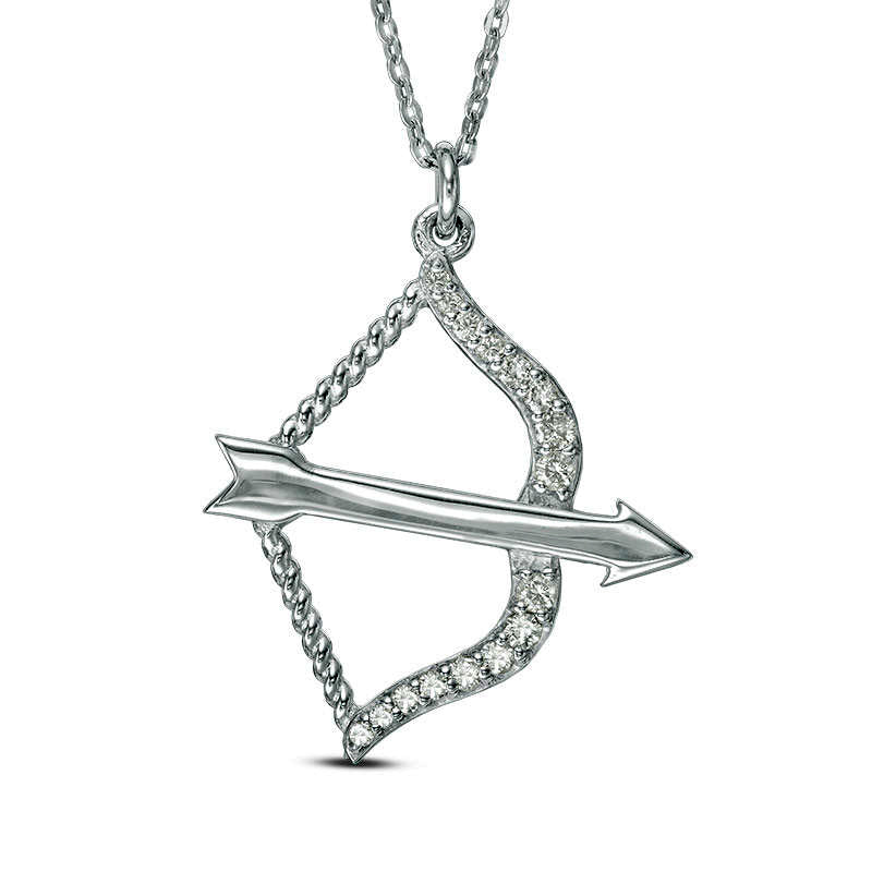 0.17 CT. T.W. Natural Diamond Bow and Arrow Pendant in Sterling Silver