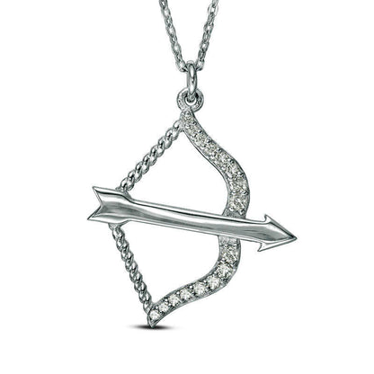 0.17 CT. T.W. Natural Diamond Bow and Arrow Pendant in Sterling Silver