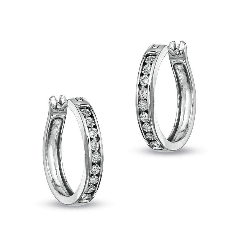 Diamond Accent Hoop Earrings in Sterling Silver