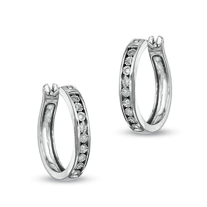 Diamond Accent Hoop Earrings in Sterling Silver